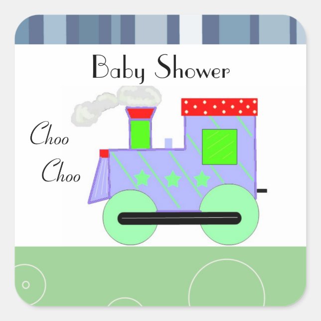 Choo Choo Train Baby Shower Square Sticker (Front)