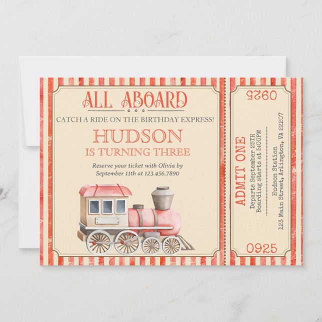 Choo Choo Train Birthday Invite – Train Party them (Front)
