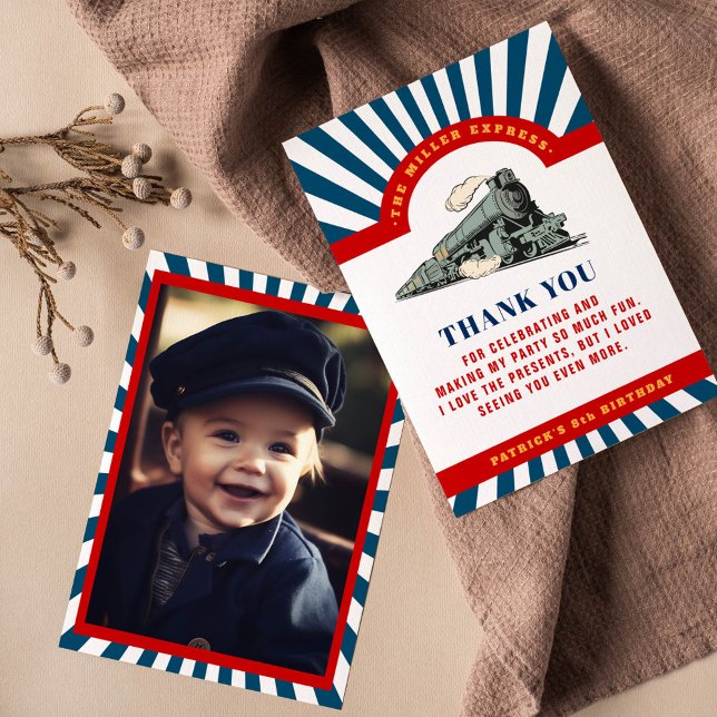 Choo choo Train Birthday Thank You Card (Creator Uploaded)