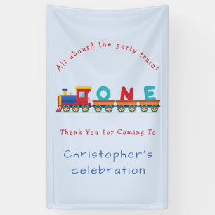 Choo Choo Train Boys 1st Birthday Blue Party Banne Banner