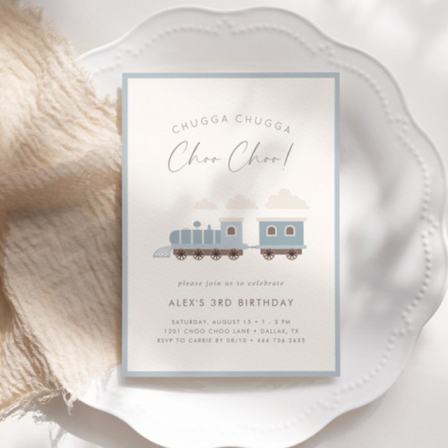 Choo Choo Train Boys Blue Birthday Party Invitation (Available for physical print and digital download!)