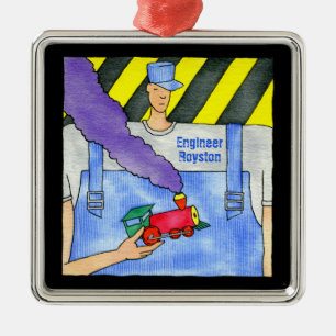 Choo Choo Train Engineer Metal Tree Decoration