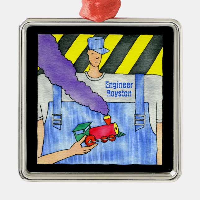 Choo Choo Train Engineer Metal Tree Decoration (Front)