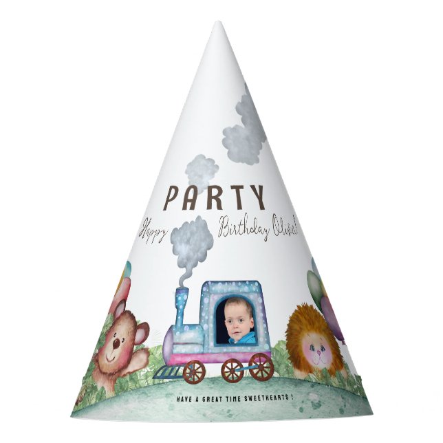 Choo Choo Train Railroad Railway theme Party Hat (Front)