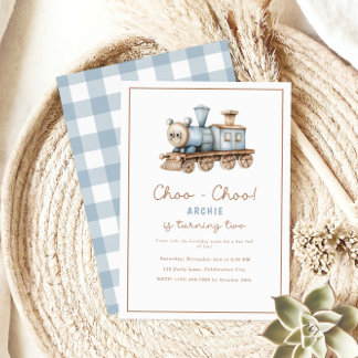 Choo Choo Train Second Birthday Invitation