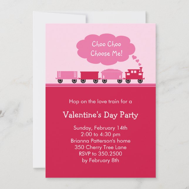 Choo Choo Train Valentine's Party Invitation (Front)