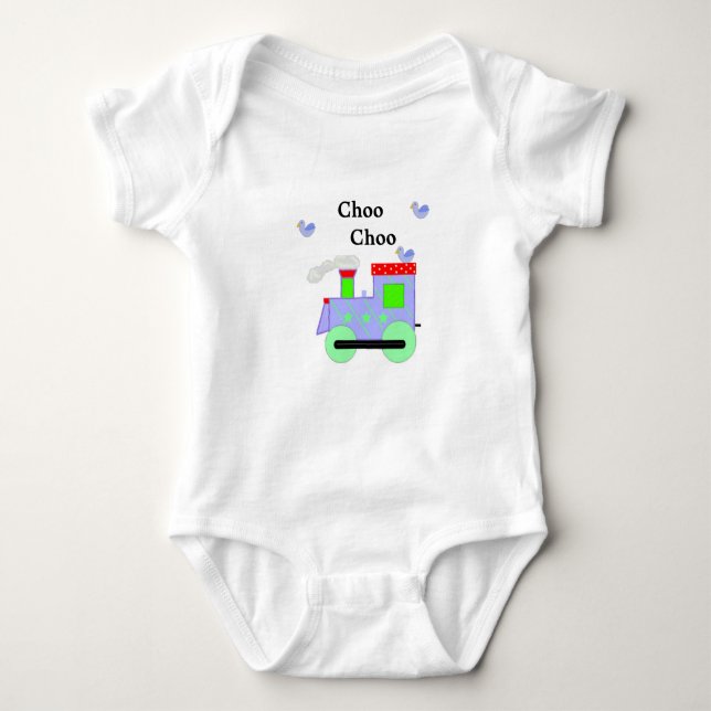 Choo Choo Train with Blue Birds Baby Bodysuit (Front)