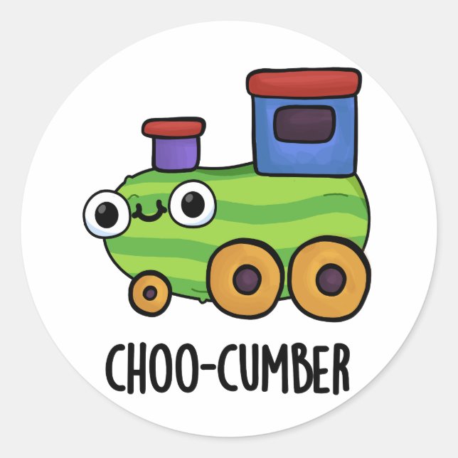 Choo-cumber Funny Cucumber Pun  Classic Round Sticker (Front)