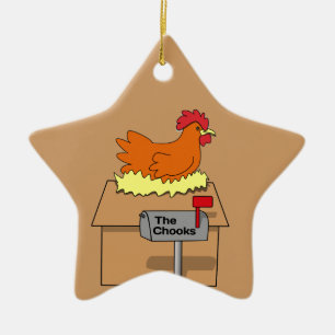 Chook House Funny Chicken on House Cartoon Ceramic Ornament