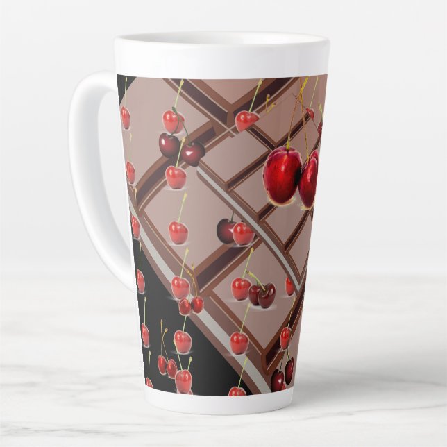Choolate & Cherries w/ Black Latte Mug (Left Angle)
