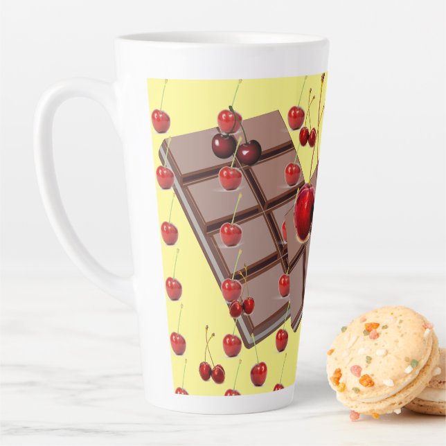 Choolate & Cherries w/ Yellow Latte Mug (In Situ)