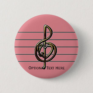 Choose a Colour Embossed Look Treble Clef and Hear 6 Cm Round Badge
