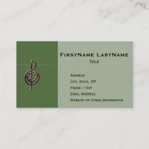 Choose a Colour Embossed Look Treble Clef and Hear Business Card