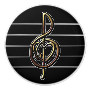 Choose a Colour Embossed Look Treble Clef and Hear Ceramic Knob