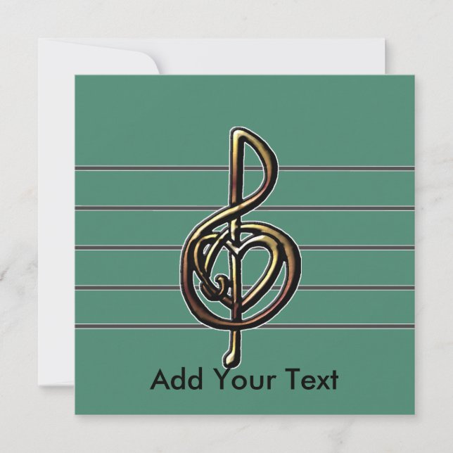 Choose a Colour Embossed Look Treble Clef and Hear Invitation (Front)