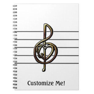 Choose a Colour Embossed Look Treble Clef and Hear Notebook