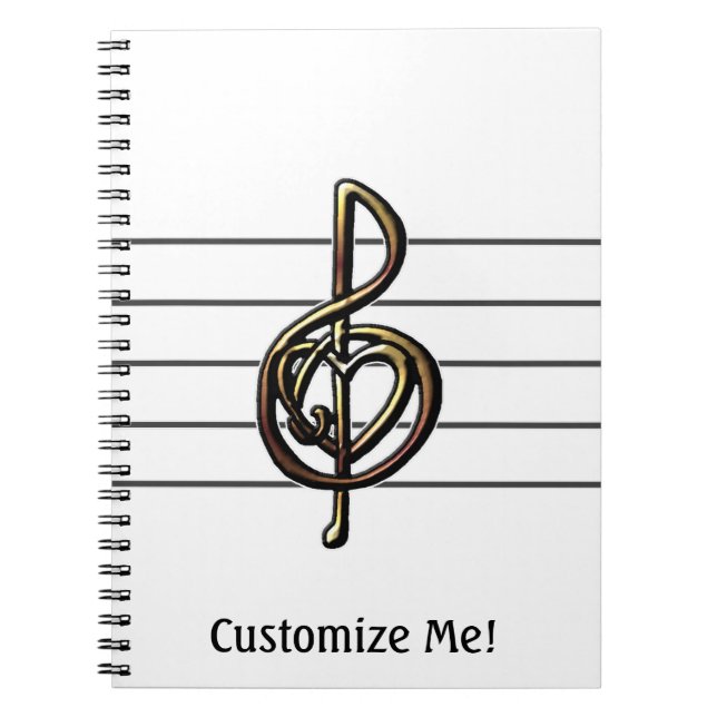 Choose a Colour Embossed Look Treble Clef and Hear Notebook (Front)