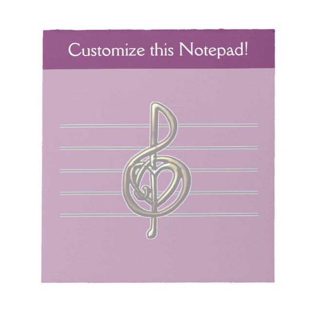 Choose a Colour Embossed Look Treble Clef and Hear Notepad (Front)