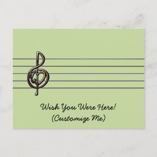 Choose a Colour Embossed Look Treble Clef and Hear Postcard