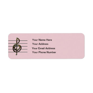 Choose a Colour Embossed Look Treble Clef and Hear Return Address Label