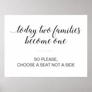 Choose A Seat Not A Side Wedding Seating Ceremony Poster