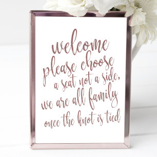 Choose a Seat Rose Gold Glitter 8x10 Wedding Sign