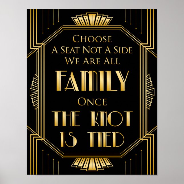 Choose A Seat Wedding Sign | Gatsby Art Deco (Front)