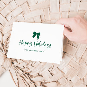 Choose Any Color Bow   Green Happy Holidays Holiday Card