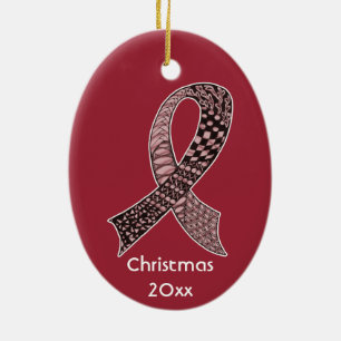 Choose Any Colour Cancer Disease Awareness Ribbon Ceramic Ornament