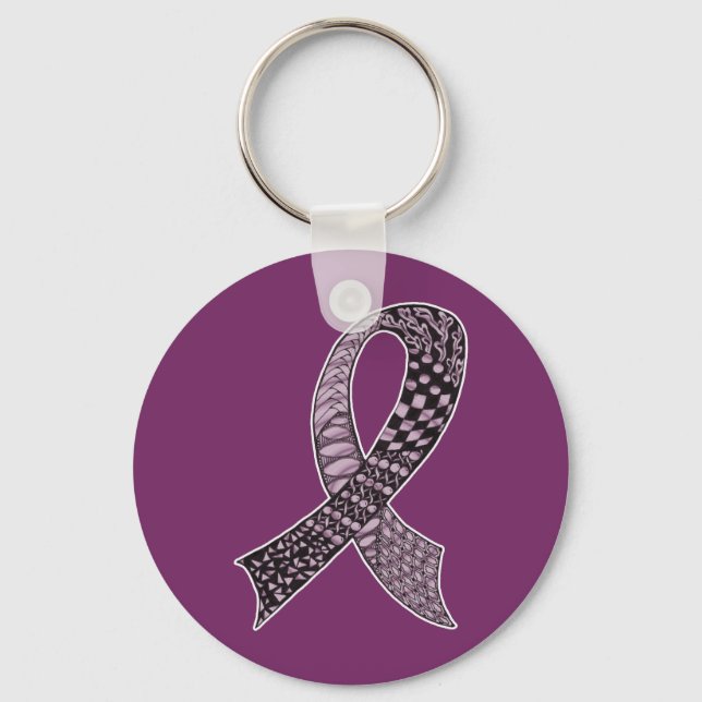 Choose Any Colour Cancer Disease Awareness Ribbon Key Ring (Front)