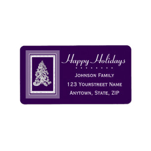 Choose any Colour Christmas Tree Happy Holidays Label