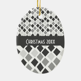 Choose Any Colour Harlequin Diamonds Pattern Ceramic Tree Decoration