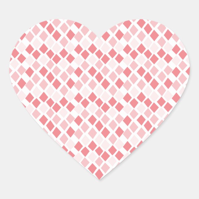 Choose Any Colour Harlequin Diamonds Pattern Heart Sticker (Front)