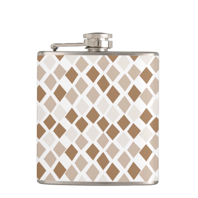 Choose Any Colour Harlequin Diamonds Pattern Hip Flask (Front)