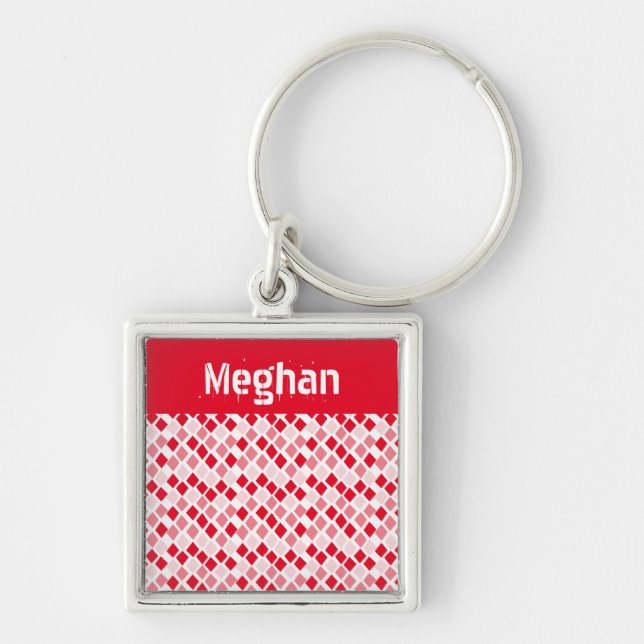Choose Any Colour Harlequin Diamonds Pattern Key Ring (Front)