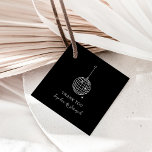 Choose Any Colour | Minimal Black Disco Ball Favour Tags<br><div class="desc">These trendy yet elegant,  dark black wedding or bridal shower favour tags feature a modern and minimalist style,  with white handwritten script and classic text. A retro hand-drawn disco ball is featured in a subtle illustration. Choose any colour for the disco ball and text in the design tool.</div>