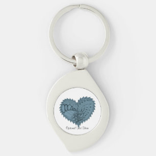 Choose Any Colour Spiky Edgy Fire Love Heart Key Ring