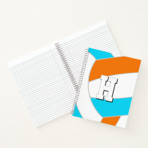 choose ANY team colors volleyball player monogram Notebook