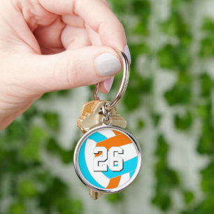 choose ANY team colors w custom jersey number Key Ring