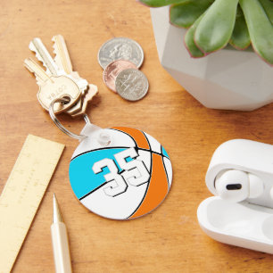 choose ANY team colors w jersey number basketball Key Ring