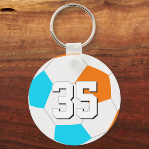 choose ANY team colors w jersey number soccer Key Ring