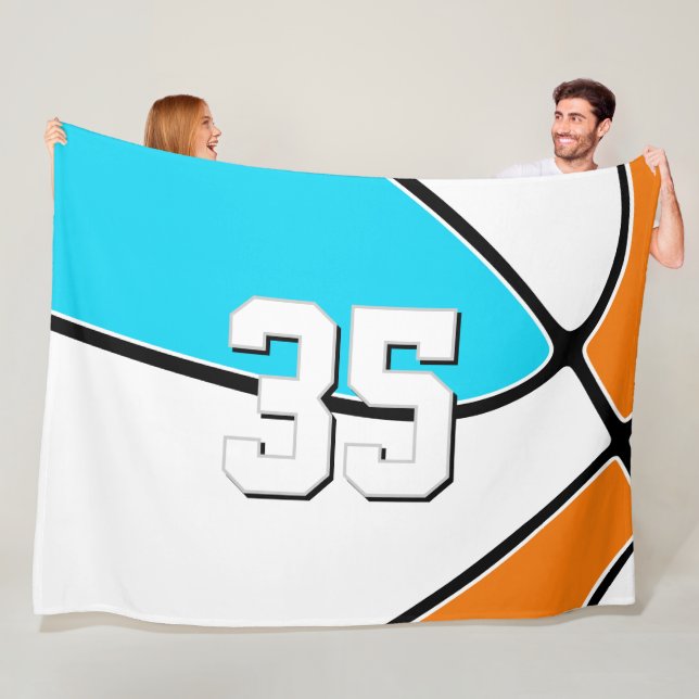 choose ANY team colours w jersey number basketball Fleece Blanket (In Situ)
