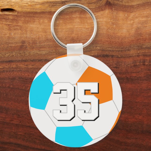 choose ANY team colours w jersey number soccer Key Ring (Front)