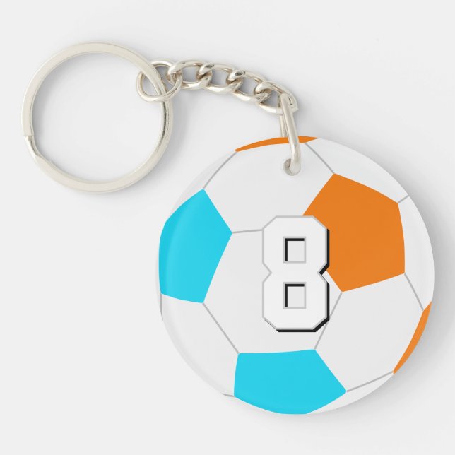 choose ANY team colours w jersey number soccer Key Ring (Front)