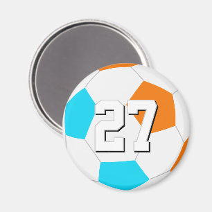 choose ANY team colours w jersey number soccer Magnet