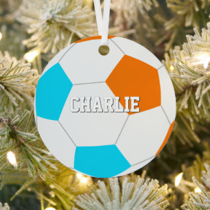 choose ANY team colours w jersey number soccer Metal Tree Decoration