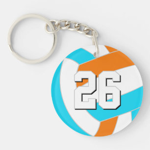 choose ANY team colours w jersey number volleyball Key Ring