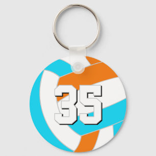 choose ANY team colours w jersey number volleyball Key Ring