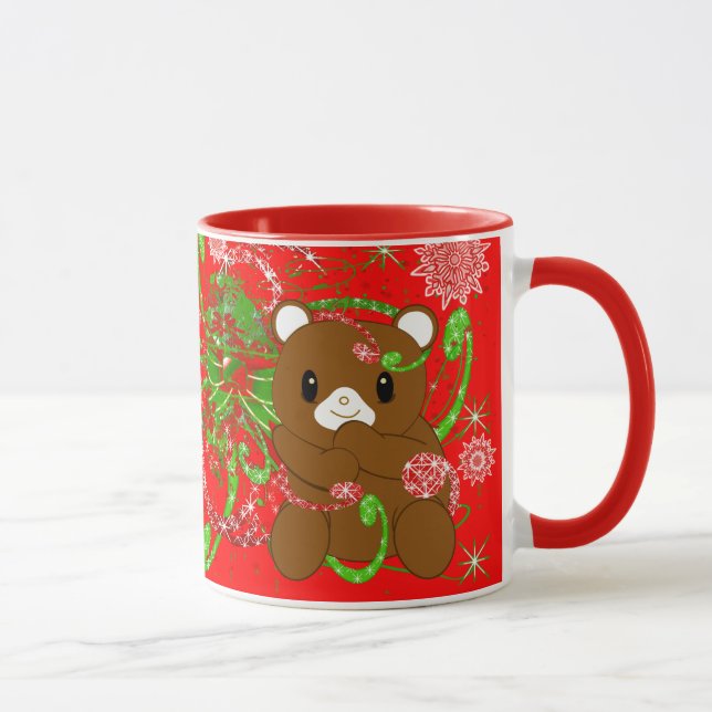 Choose background colour -Merry Christmas Bear Mug (Right)