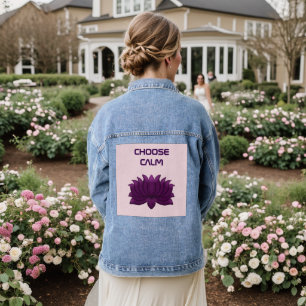Choose Calm Purple Lotus Flower Denim Jacket